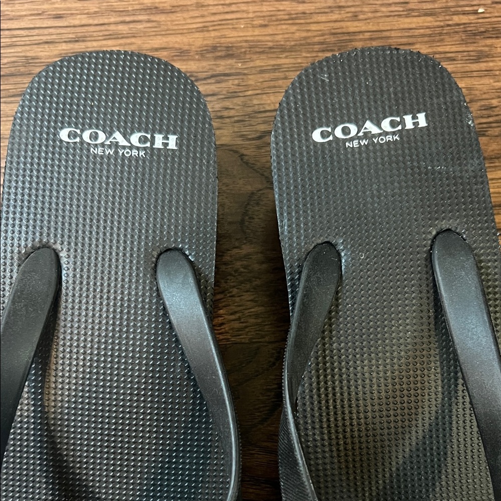 Coach Black Flip Flops with Silver Bow Accent - Picture 10 of 10